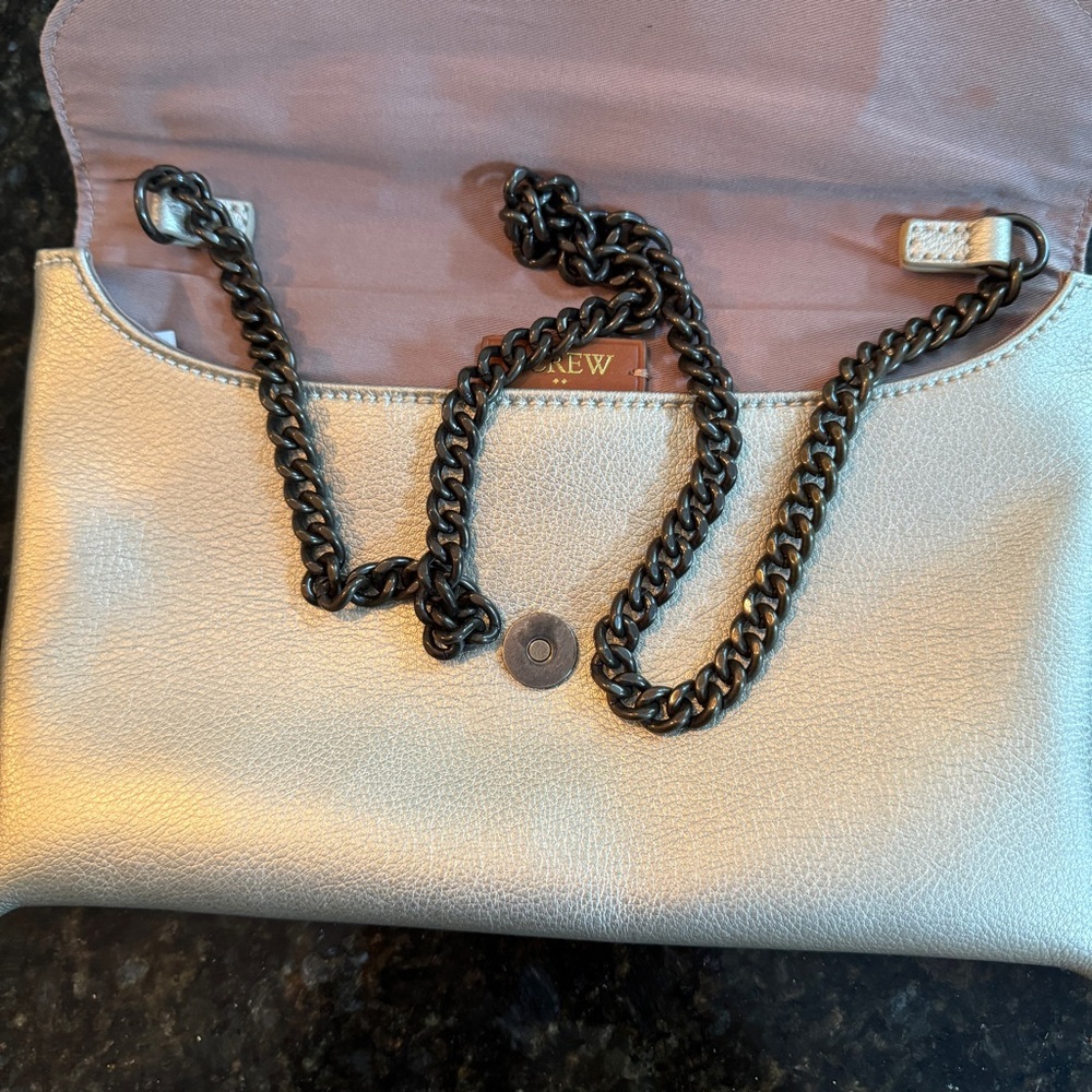J. CREW Leather Envelope Convertible Purse with Chain Strap - Picture 4 of 10
